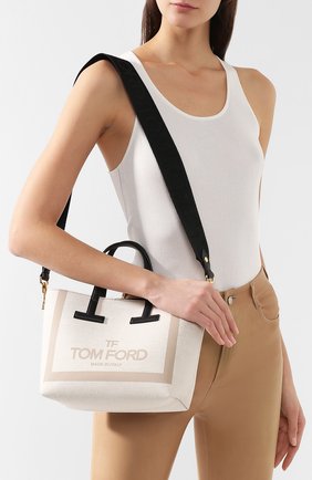 Женская сумка t tote mini TOM FORD кремовая цвета, арт. L1079T-F33 купить в ЦУМ | Фото №5 Сумка T Tote mini Tom Ford кремовая цвета | Фото №5