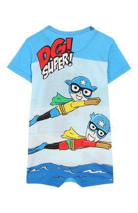 Детское хлопковый песочник DOLCE & GABBANA голубого цвета по цене 9950 руб., арт. L1J09J/G7QXB | Фото 2 Детское хлопковый песочник DOLCE & GABBANA голубого цвета, арт. L1J09J/G7QXB | Фото 2