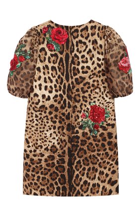 Детское платье из хлопка и шелка DOLCE & GABBANA леопардового цвета по цене 163500 руб., арт. L51DM6/HSMXL/8-14 | Фото 2 Детское платье из хлопка и шелка DOLCE & GABBANA леопардового цвета, арт. L51DM6/HSMXL/8-14 | Фото 2 (Материал внешний: Хлопок; Статус проверки: Проверена категория, Проверено; Девочки Кросс-КТ: Платье-одежда; Рукава: Короткие; Ростовка одежда: 10 - 11 лет | 140 - 146см, 12 лет | 152 см, 8 лет | 128 см)