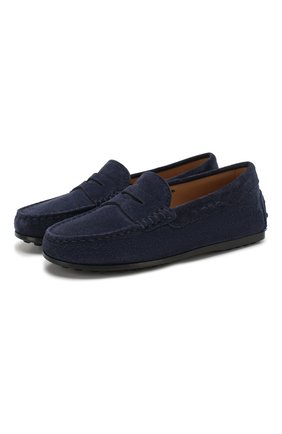 Детские замшевые мокасины TOD’S темно-синего цвета по цене 16350 руб., арт. UXC0LR00010RE0 | Фото 1 Детские замшевые мокасины TOD’S темно-синего цвета, арт. UXC0LR00010RE0 | Фото 1