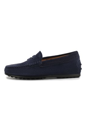Детские замшевые мокасины TOD’S темно-синего цвета по цене 16350 руб., арт. UXC0LR00010RE0 | Фото 2 Детские замшевые мокасины TOD’S темно-синего цвета, арт. UXC0LR00010RE0 | Фото 2