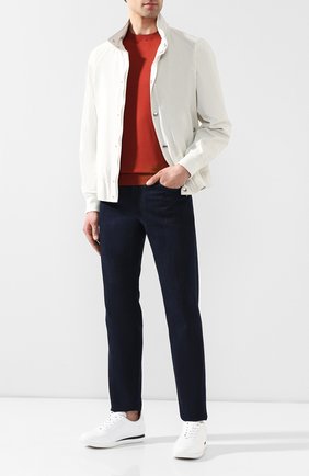 Мужской хлопковый джемпер ERMENEGILDO ZEGNA красного цвета по цене 51500 руб., арт. USC90/110 | Фото 2 Мужской хлопковый джемпер ERMENEGILDO ZEGNA красного цвета, арт. USC90/110 | Фото 2 (Рукава: Длинные; Материал внешний: Хлопок; Мужское Кросс-КТ: Джемперы; Длина (для топов): Стандартные; Принт: Без принта; Вырез: Круглый)