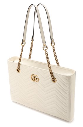 Женская сумка-тоут gg marmont GUCCI кремовая цвета, арт. 524578/00LAT купить в ЦУМ | Фото №4 Сумка-тоут GG Marmont Gucci кремовая цвета | Фото №4
