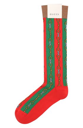 Мужские хлопковые носки GUCCI зеленого цвета, арт. 564894/4G143 | Фото 1 (Статус проверки: Проверена категория, Проверено; Материал внешний: Хлопок; Кросс-КТ: бельё)