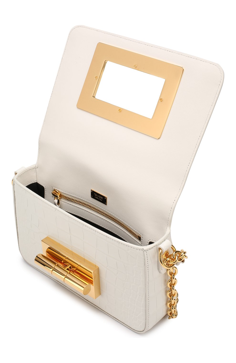 Женская сумка natalia medium из кожи аллигатора TOM FORD белая цвета, арт. L0826T-A45/AMIS купить в ЦУМ | Фото №4 Сумка Natalia medium из кожи аллигатора Tom Ford белая цвета | Фото №4