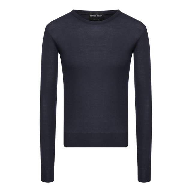 Пуловер из смеси кашемира и шелка Giorgio Armani синего цвета