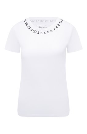 Женская хлопковая футболка MAISON MARGIELA белого цвета, арт. S51GC0434/S22816 | Фото 1 (Длина (для топов): Стандартные; Материал внешний: Хлопок; Рукава: Короткие; Стили: Кэжуэл; Статус проверки: Проверена категория; Женское Кросс-КТ: Футболка-одежда; Принт: С принтом)