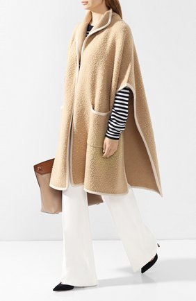 Женская бежевая шерстяное пончо Burberry, арт. 8007231 купить в ЦУМ | Фото №2 Шерстяное пончо Burberry бежевая | Фото №2