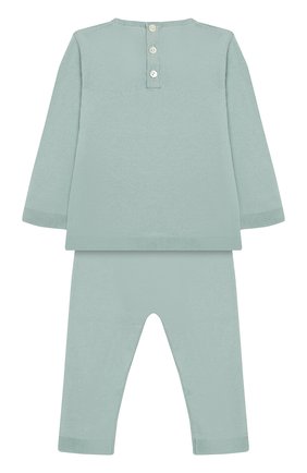 Детский комплект из хлопкового пуловера и брюк BABY T зеленого цвета, арт. 19PE140C | Фото 2 (Рукава: Длинные; Статус проверки: Проверена категория; Материал внешний: Хлопок; Кросс-КТ НВ: Костюм)