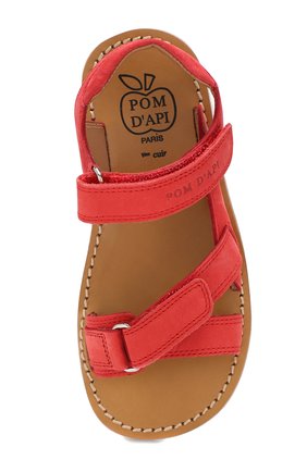 Детские кожаные сандалии POM D`API красного цвета, арт. WAFF JIMY/NUBUCK/24-27 | Фото 4 (Материал внешний: Кожа; Материал внутренний: Натуральная кожа; Статус проверки: Проверено, Проверена категория)