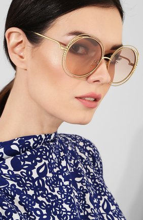 Женские золотые солнцезащитные очки Chloé, арт. 114SC-722 купить в ЦУМ | Фото №2 Солнцезащитные очки Chloé золотые | Фото №2