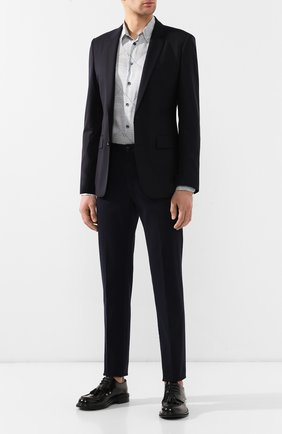 Мужская шелковая рубашка GIORGIO ARMANI синего цвета по цене 83900 руб., арт. 9SGCCZ18/TZ287 | Фото 2 Мужская шелковая рубашка GIORGIO ARMANI синего цвета, арт. 9SGCCZ18/TZ287 | Фото 2 (Длина (для топов): Стандартные; Материал внешний: Шелк; Статус проверки: Проверено, Проверена категория; Рукава: Длинные; Случай: Повседневный; Воротник: Кент; Манжеты: На пуговицах; Принт: С принтом)