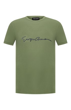 Мужская футболка из вискозы GIORGIO ARMANI хаки цвета по цене 35550 руб., арт. 3GST54/SJP4Z | Фото 1 Мужская футболка из вискозы GIORGIO ARMANI хаки цвета, арт. 3GST54/SJP4Z | Фото 1 (Вырез: Круглый; Длина (для топов): Стандартные; Статус проверки: Проверено, Проверена категория; Материал внешний: Вискоза; Рукава: Короткие; Принт: С принтом; Стили: Кэжуэл)