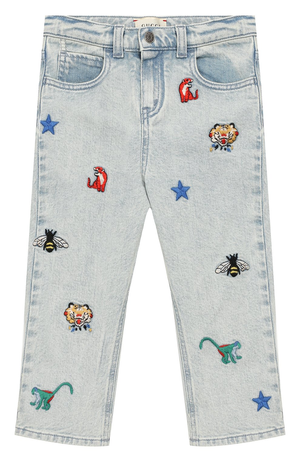 Детские джинсы прямого кроя GUCCI голубого цвета, арт. 540112/XDAC7 | Фото 1