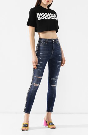 Женские синие джинсы с потертостями Philipp Plein, арт. S19C WDT0949 PDE004N купить в ЦУМ | Фото №2 Джинсы с потертостями Philipp Plein синие | Фото №2