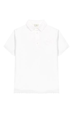 Детское хлопковая блуза FENDI белого цвета, арт. JFC044/A31W/3A-5A | Фото 1 (Материал внешний: Хлопок; Статус проверки: Проверено, Проверена категория; Рукава: Короткие; Стили: Классический)
