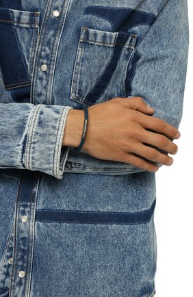 Мужской кожаный браслет TATEOSSIAN синего цвета, арт. BL7261 | Фото 2 (Материал: Кожа, Натуральная кожа)