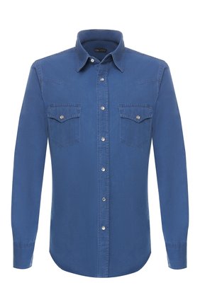 Мужская хлопковая рубашка TOM FORD синего цвета по цене 34900 руб., арт. 5FT415/94MEKI | Фото 1 Мужская хлопковая рубашка TOM FORD синего цвета, арт. 5FT415/94MEKI | Фото 1