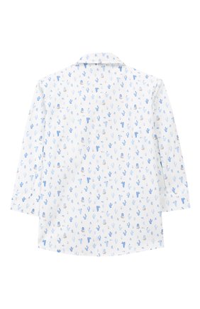 Детский хлопковая рубашка ALETTA белого цвета, арт. RJ99368/1M-18M | Фото 2 (Материал внешний: Хлопок; Рукава: Длинные; Статус проверки: Проверена категория; Кросс-КТ НВ: Рубашка)