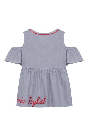 Детский хлопковый топ с открытыми плечами SONIA RYKIEL ENFANT голубого цвета по цене 14200 руб., арт. 19S1SH01 | Фото 2 Детский хлопковый топ с открытыми плечами SONIA RYKIEL ENFANT голубого цвета, арт. 19S1SH01 | Фото 2 (Рукава: Короткие, С открытыми плечами; Статус проверки: Проверено, Проверена категория; Материал внешний: Хлопок; Принт: С принтом; Девочки Кросс-КТ: топ-одежда; Ростовка одежда: 2 года | 92 см, 4 года | 104 см, 6 лет | 116 см, 8 лет | 128 см, 10 - 11 лет | 140 - 146см, 12 лет | 152 см, 13 - 15 лет | 158 см)