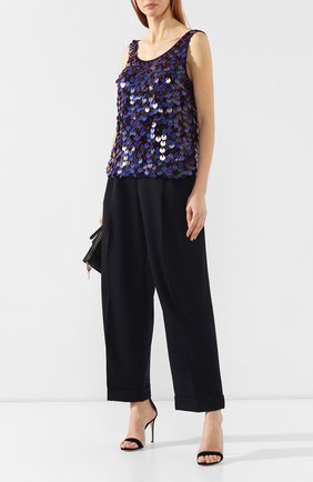 Женский топ с пайетками DRIES VAN NOTEN темно-синего цвета по цене 71950 руб., арт. 191-10746-7297 | Фото 2 Женский топ с пайетками DRIES VAN NOTEN темно-синего цвета, арт. 191-10746-7297 | Фото 2 (Длина (для топов): Стандартные; Материал внешний: Вискоза; Статус проверки: Проверена категория, Проверено; Рукава: Без рукавов; Кросс-КТ: без рукавов)