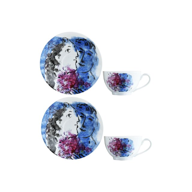 фото Набор из 2-х чашек с блюдцами les bouquets de fleurs de marc chagall bernardaud