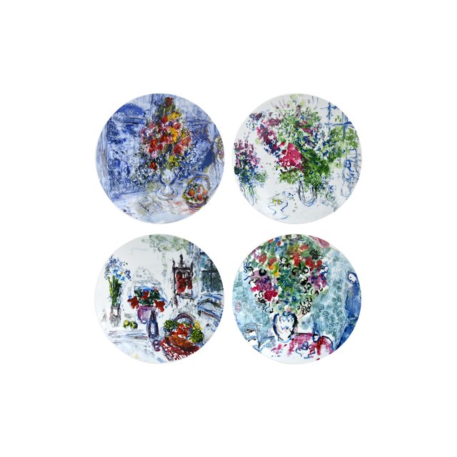 фото Набор из 4-х салатных тарелок les bouquets de fleurs de marc chagall bernardaud