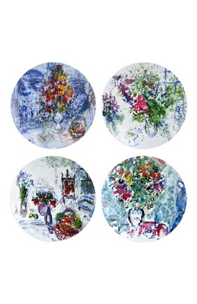Набор из 4-х салатных тарелок les bouquets de fleurs de marc chagall BERNARDAUD разноцветного цвета, арт. 1828/17-4 | Фото 1 (Статус проверки: Проверена категория; Ограничения доставки: fragile-2)