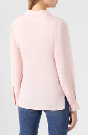 Женская льняная рубашка KITON светло-розового цвета, арт. D47444H02829 | Фото 4 (Рукава: Длинные; Принт: Без принта; Женское Кросс-КТ: Рубашка-одежда; Длина (для топов): Стандартные; Материал внешний: Лен; Статус проверки: Проверена категория)