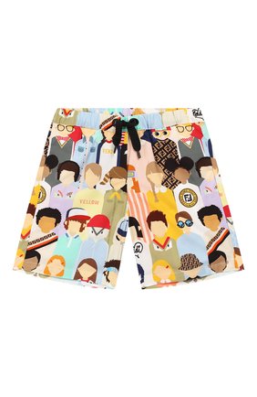 Детские хлопковые шорты FENDI разноцветного цвета, арт. BMF127/A6A1/12M-24M | Фото 1 (Материал внешний: Хлопок; Статус проверки: Проверена категория)