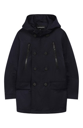 Детского двубортная парка с капюшоном EMPORIO ARMANI темно-синего цвета по цене 21850 руб., арт. 3G4BA6/1NLHZ | Фото 1 Детского двубортная парка с капюшоном EMPORIO ARMANI темно-синего цвета, арт. 3G4BA6/1NLHZ | Фото 1