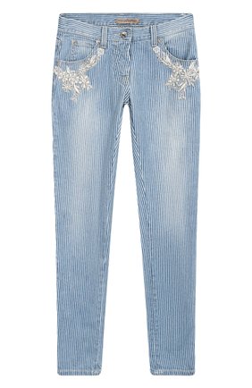Детские джинсы с вышивкой ERMANNO SCERVINO голубого цвета по цене 29950 руб., арт. 44 I JL05 JNR/10-16 | Фото 1 Детские джинсы с вышивкой ERMANNO SCERVINO голубого цвета, арт. 44 I JL05 JNR/10-16 | Фото 1 (Материал внешний: Хлопок; Статус проверки: Проверено; Кросс-КТ: джинсы; Детали: Декор, Потертости; Ростовка одежда: 10 - 11 лет | 140 - 146см, 12 лет | 152 см, 13 - 15 лет | 158 см)