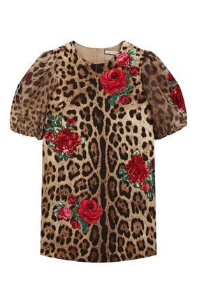 Детское хлопковое мини-платье DOLCE & GABBANA коричневого цвета по цене 139500 руб., арт. L51DM6/HSMXL/2-6 | Фото 1 Детское хлопковое мини-платье DOLCE & GABBANA коричневого цвета, арт. L51DM6/HSMXL/2-6 | Фото 1 (Рукава: Короткие; Статус проверки: Проверена категория, Проверено; Материал внешний: Хлопок; Девочки Кросс-КТ: Платье-одежда; Ростовка одежда: 2 года | 92 см, 3 года | 98 см, 5 лет | 110 см)