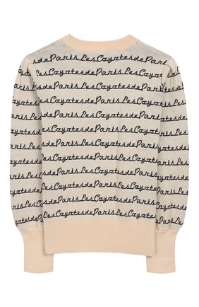Детский хлопковый пуловер LES COYOTES DE PARIS бежевого цвета, арт. 107-23-055 | Фото 2 (Материал внешний: Хлопок; Статус проверки: Проверено; Рукава: Длинные; Девочки Кросс-КТ: Пуловер-одежда; Принт: С принтом)
