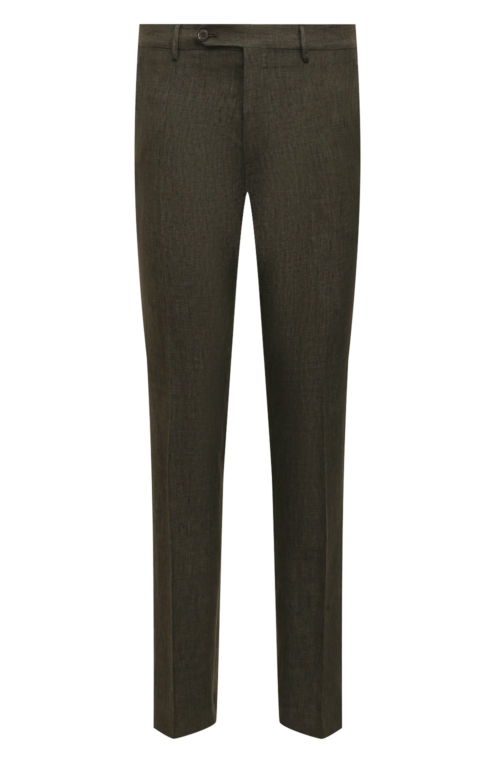 Мужские льняные брюки  BERWICH темно-зеленого цвета, арт. SC/1/LM104 | Фото 1 (Длина (брюки, джинсы): Стандартные; Случай: Повседневный; Материал внешний: Лен; Стили: Кэжуэл)