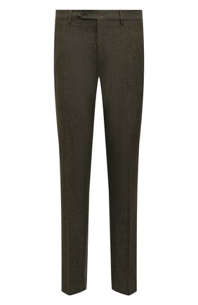Мужские льняные брюки  BERWICH темно-зеленого цвета, арт. SC/1/LM104 | Фото 1 (Материал внешний: Лен; Длина (брюки, джинсы): Стандартные; Случай: Повседневный; Стили: Кэжуэл)