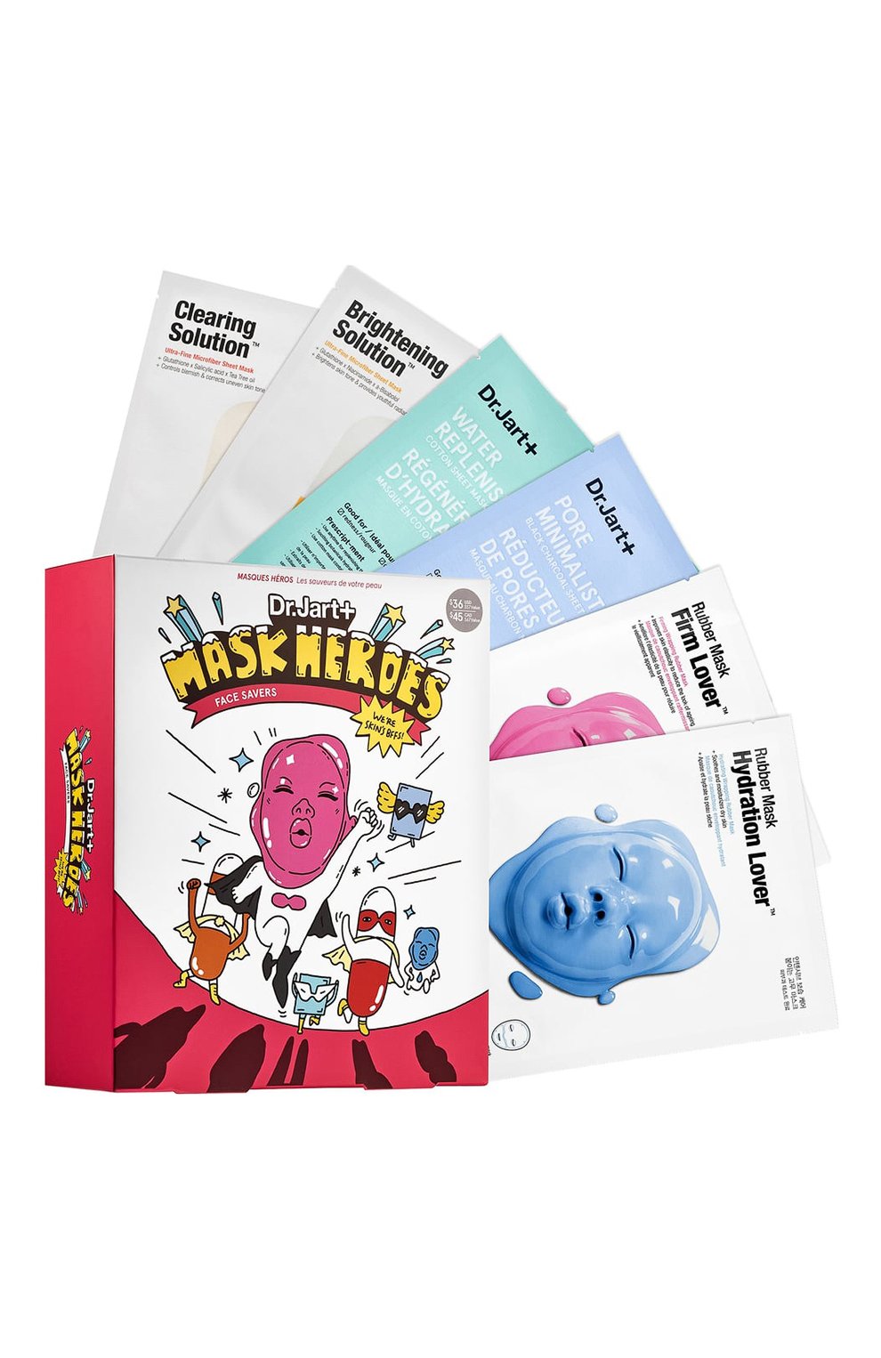 Мужского набор масок mask heroes DR.JART+ бесцветного цвета, арт. 8809535809339 | Фото 1