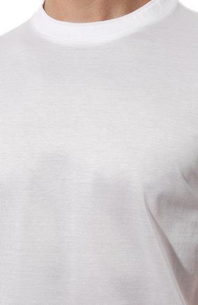 Мужская хлопковая футболка CANALI белого цвета, арт. T0356/MJ00002 | Фото 5 (Принт: Без принта; Рукава: Короткие; Длина (для топов): Стандартные; Материал внешний: Хлопок; Статус проверки: Проверено, Проверена категория; Стили: Кэжуэл)