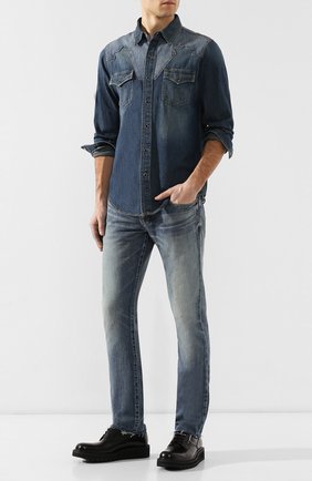 Мужская джинсовая рубашка SAINT LAURENT синего цвета по цене 57400 руб., арт. 552606/YH880 | Фото 2 Мужская джинсовая рубашка SAINT LAURENT синего цвета, арт. 552606/YH880 | Фото 2