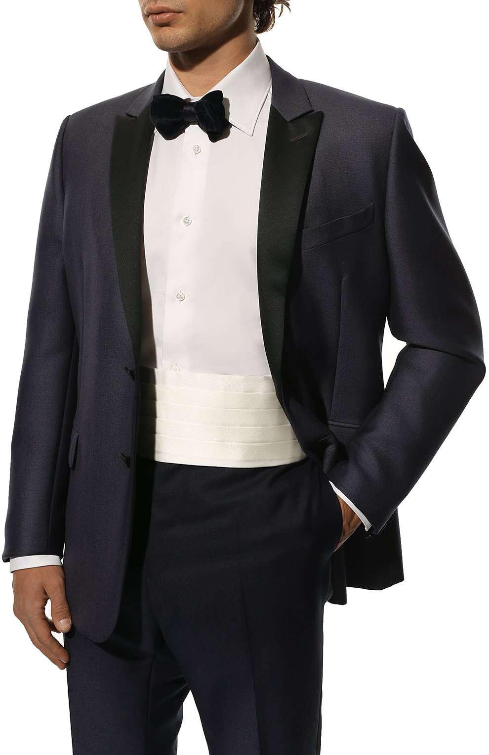 Мужской шелковый камербанд LANVIN белого цвета по цене 23500 руб., арт. 1282/CUMMERBUND | Фото 2 Мужской шелковый камербанд LANVIN белого цвета, арт. 1282/CUMMERBUND | Фото 2