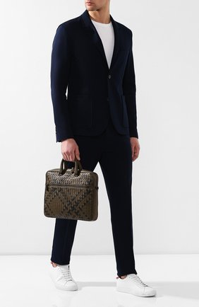 Мужская кожаная сумка для ноутбука BOTTEGA VENETA хаки цвета по цене 182000 руб., арт. 570983/V0EKF | Фото 2 Мужская кожаная сумка для ноутбука BOTTEGA VENETA хаки цвета, арт. 570983/V0EKF | Фото 2
