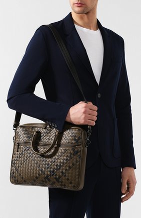 Мужская кожаная сумка для ноутбука BOTTEGA VENETA хаки цвета по цене 182000 руб., арт. 570983/V0EKF | Фото 5 Мужская кожаная сумка для ноутбука BOTTEGA VENETA хаки цвета, арт. 570983/V0EKF | Фото 5