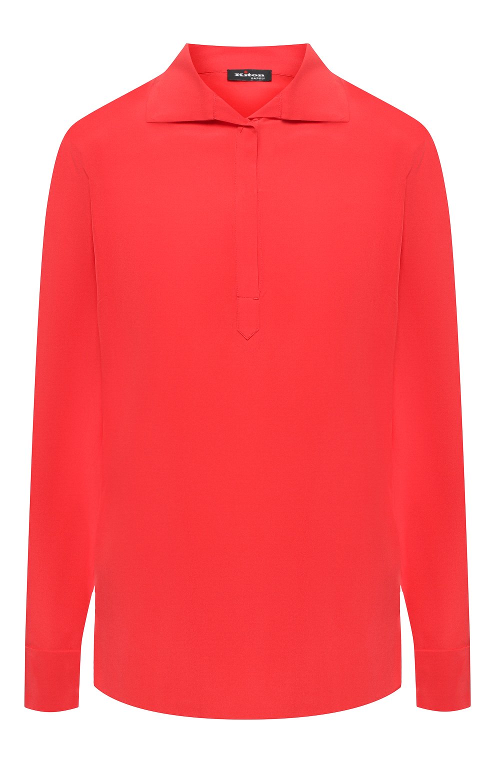 Женская шелковая блузка KITON кораллового цвета, арт. D47443K09M33 | Фото 1 (Материал внешний: Шелк; Рукава: Длинные; Принт: Без принта; Длина (для топов): Стандартные; Женское Кросс-КТ: Блуза-одежда; Статус проверки: Проверена категория)