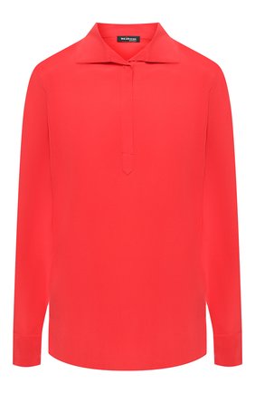 Женская шелковая блузка KITON кораллового цвета, арт. D47443K09M33 | Фото 1 (Материал внешний: Шелк; Длина (для топов): Стандартные; Рукава: Длинные; Принт: Без принта; Женское Кросс-КТ: Блуза-одежда; Статус проверки: Проверена категория)