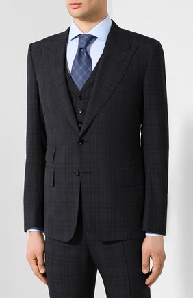 Мужской шерстяной костюм TOM FORD темно-синего цвета по цене 391500 руб., арт. 545R06/31AL43 | Фото 2 Мужской шерстяной костюм TOM FORD темно-синего цвета, арт. 545R06/31AL43 | Фото 2