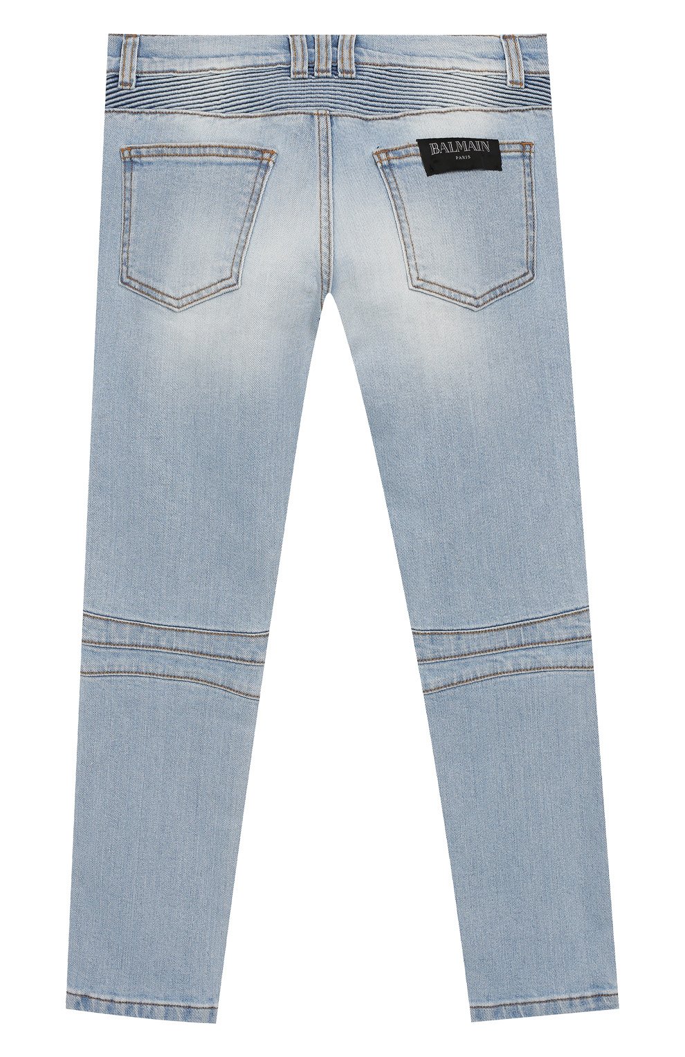 Детские джинсы с прострочкой BALMAIN голубого цвета, арт. 6K6630/KD350/12-16 | Фото 2 (Материал внешний: Хлопок; Статус проверки: Проверено, Проверена категория)