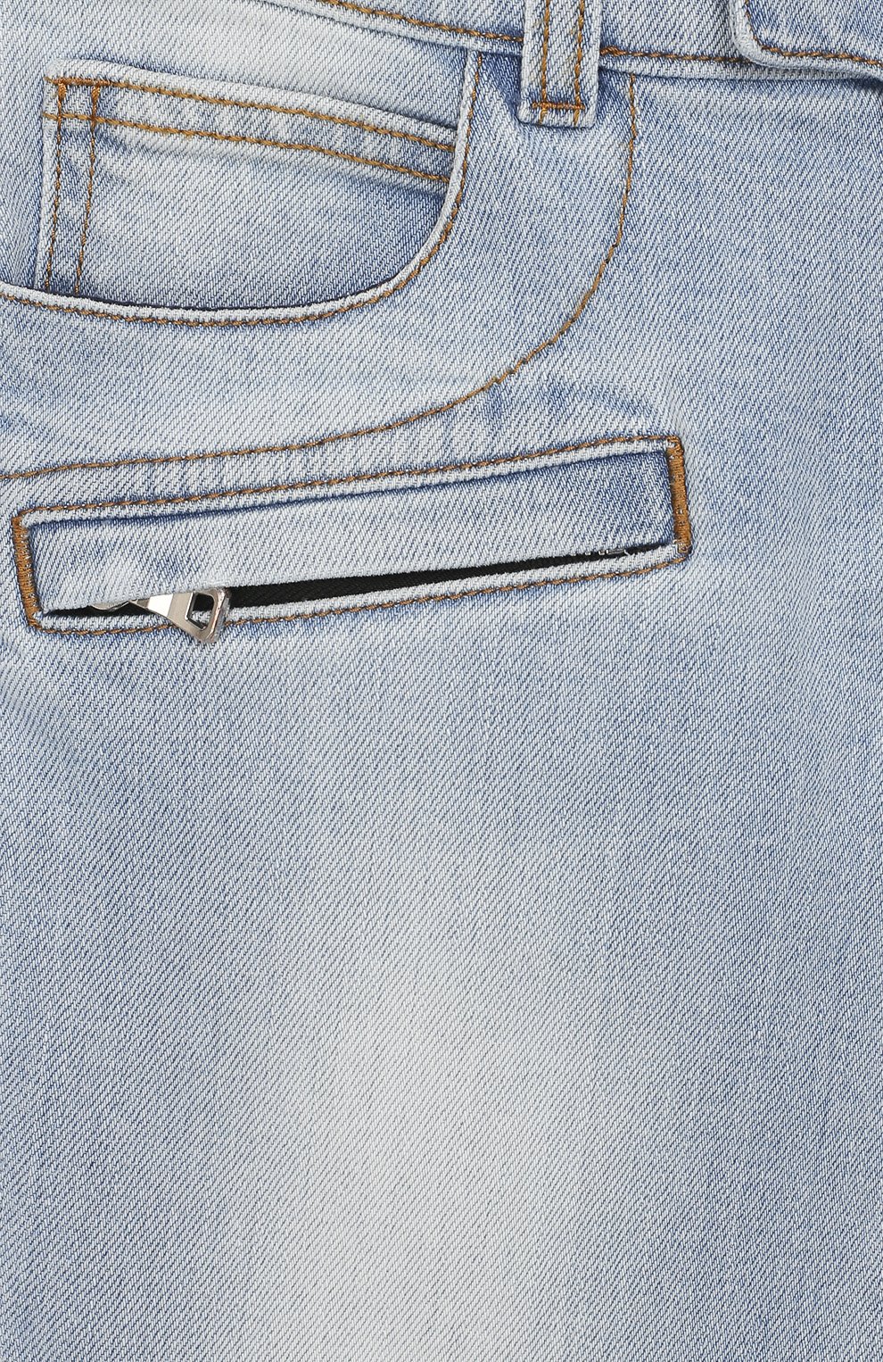 Детские джинсы с прострочкой BALMAIN голубого цвета, арт. 6K6630/KD350/4-10 | Фото 3 (Материал внешний: Хлопок; Статус проверки: Проверено, Проверена категория)