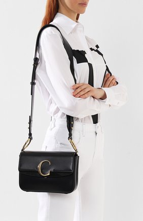 Женская сумка chloé c small CHLOÉ черная цвета, арт. CHC19SS191A37 купить в ЦУМ | Фото №5 Сумка Chloé C small Chloé черная цвета | Фото №5