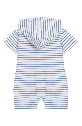 Детское хлопковый песочник с капюшоном KISSY KISSY голубого цвета по цене 3295 руб., арт. KBR01779I | Фото 2 Детское хлопковый песочник с капюшоном KISSY KISSY голубого цвета, арт. KBR01779I | Фото 2