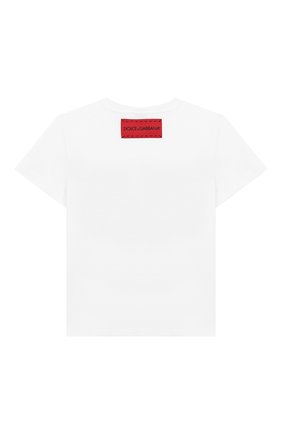 Детская хлопковая футболка DOLCE & GABBANA белого цвета по цене 16900 руб., арт. L5JTB0/G7SMV/8-14 | Фото 2 Детская хлопковая футболка DOLCE & GABBANA белого цвета, арт. L5JTB0/G7SMV/8-14 | Фото 2